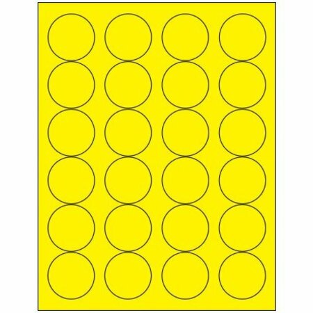 BSC PREFERRED 1 2/3'' Fluorescent Yellow Circle Laser Labels, 2400PK S-5490Y